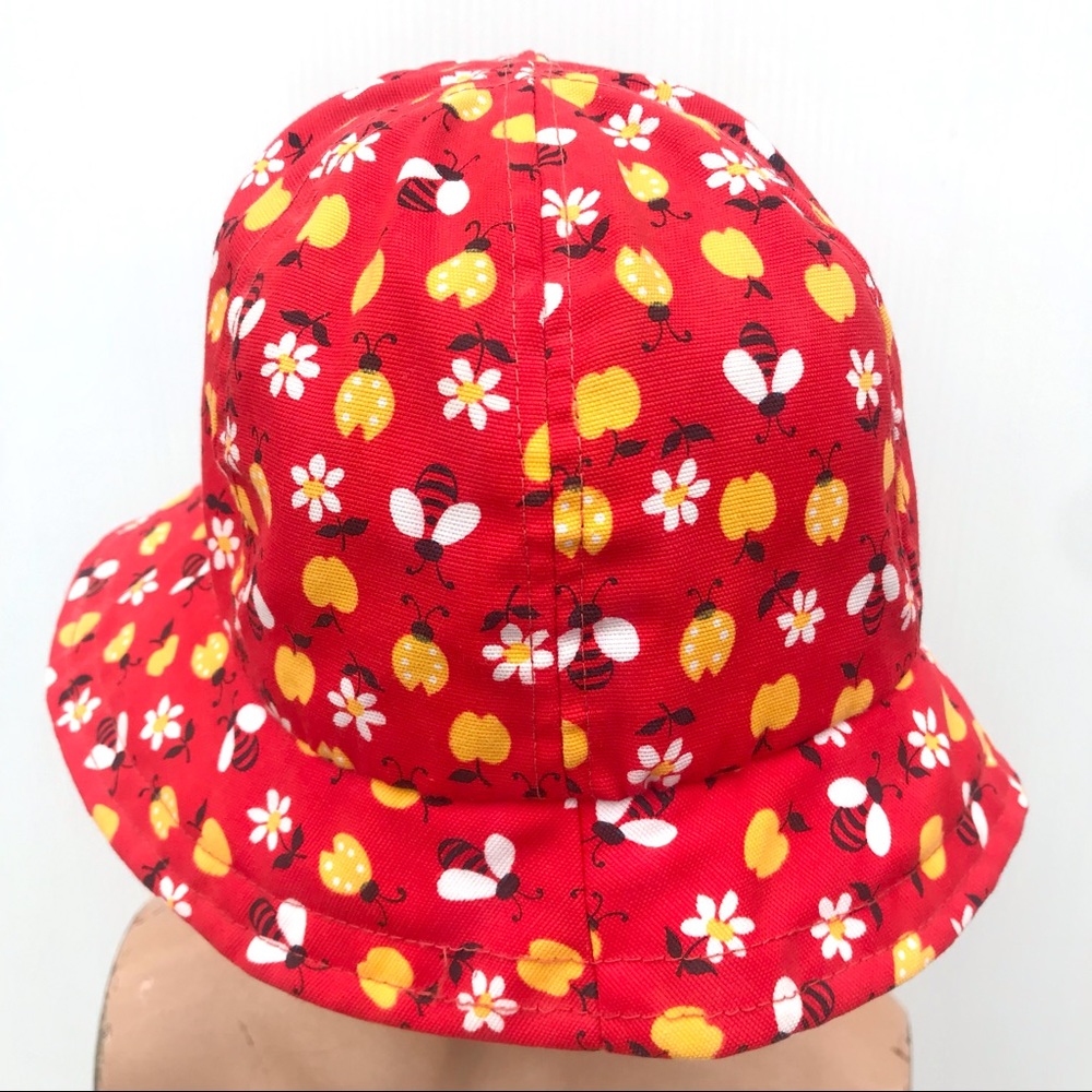 Vintage 60’s mod bumblebee daisy apples floppy novelty print bucket hat - Picture 6 of 8